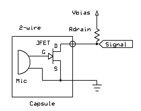 2-wire common source microphone schematic